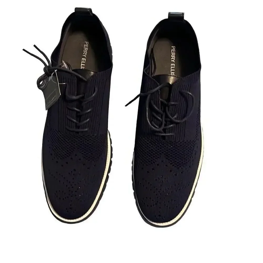 Perry Ellis LIGHTWEIGHT wingtip navy shoes for men. Size 11